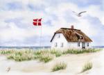 Postkarte DIN-A6 Haus am Strand DK13